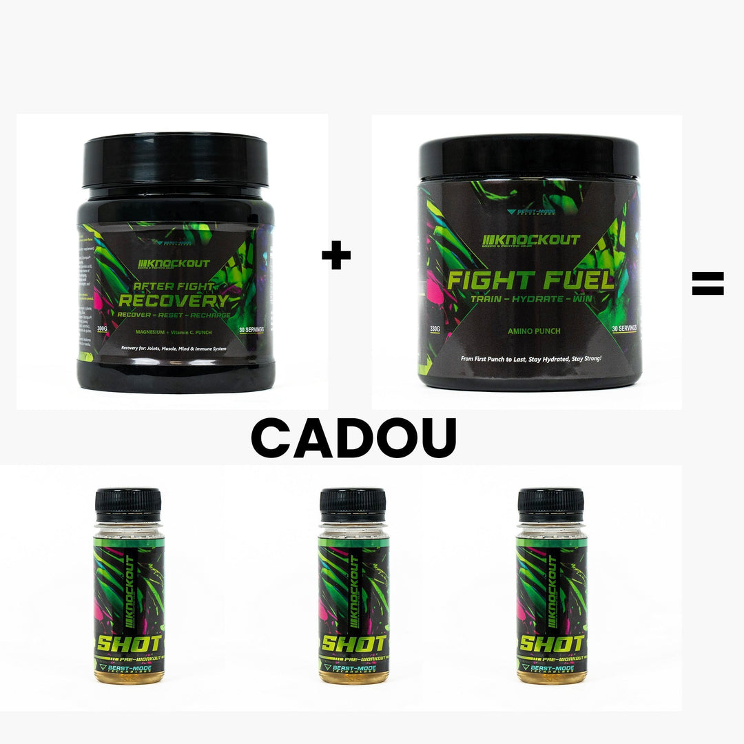 Fighter’s Full Pack: Fight Fuel + After Fight Recovery + 3 Energizante Fighter Shot CADOU | knock-out.ro