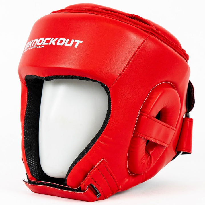 Pachet Competitie Kickbox Rosu: Manusi + Tibiere + Casca + Proteza + CADOU Bandaje