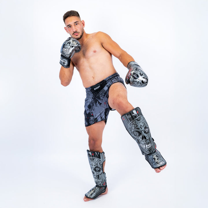 Knockout Shin Guards Kickbox Skull