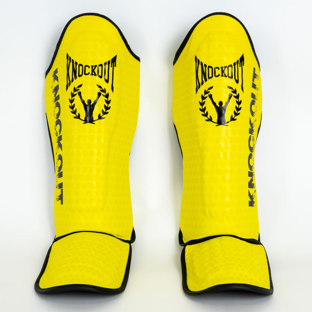 Knockout Shin Guards Kickbox Double Fluo