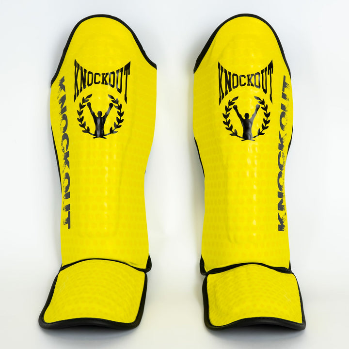 Knockout Shin Guards Kickbox Double Fluo
